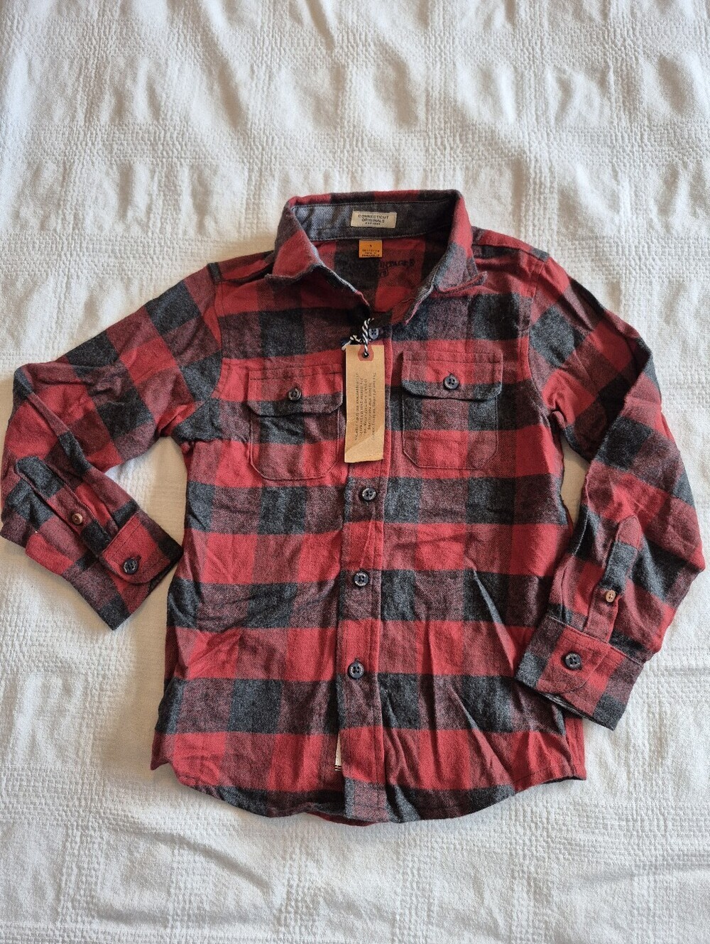 Connecticut Originals boys size 5 buffalo plaid long sleeve shirt NEW